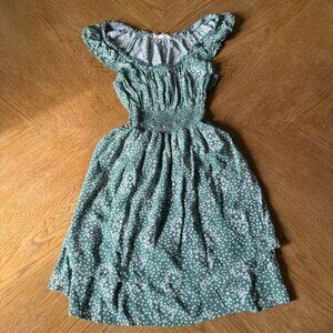 LA Hearts Cottagecore Striped Green with white flowers Dress XS